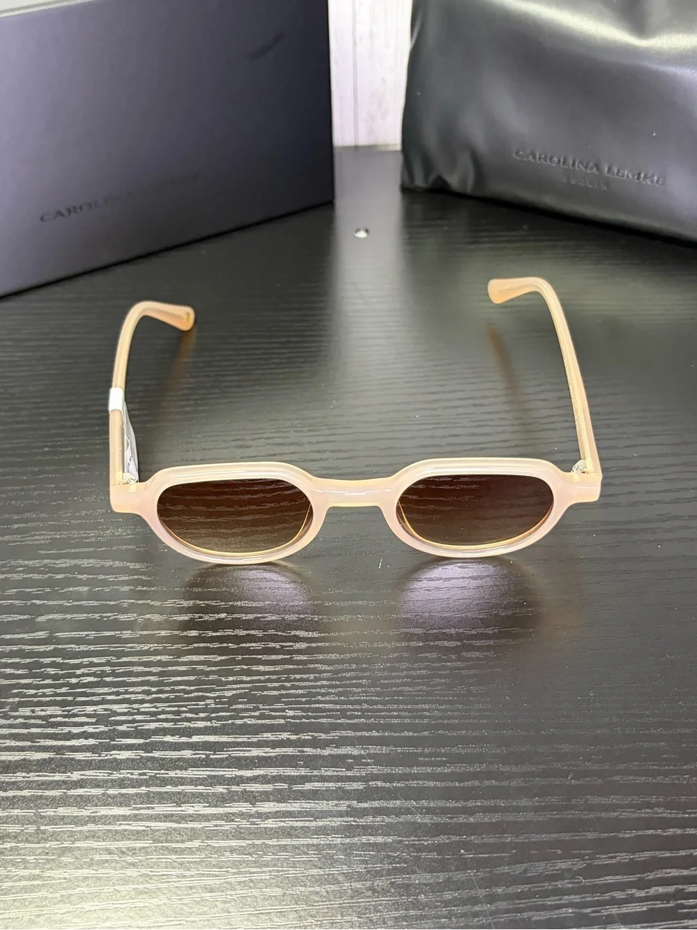 Carolina Lemke Beige Sunglasses with Brown Lenses